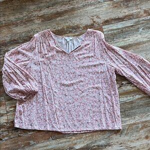 Time and Tru Pink Floral Blouse